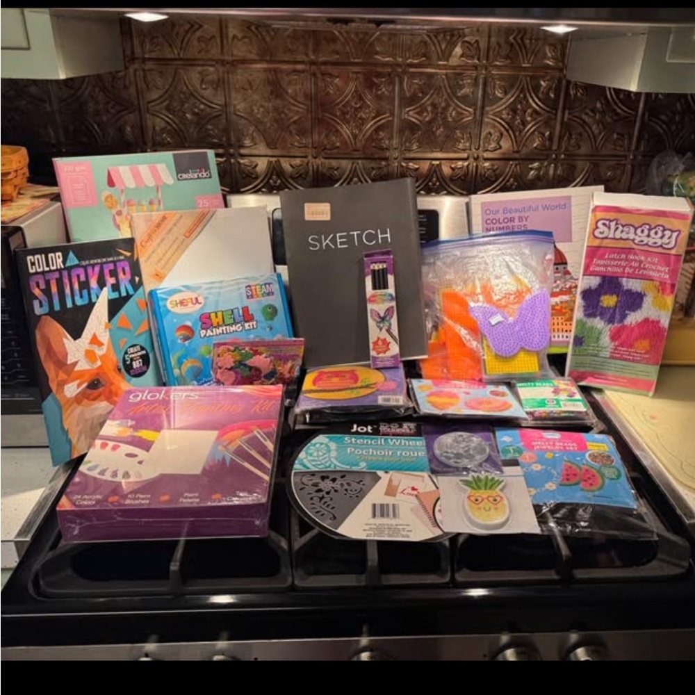 Assorted Craft & Sticker Lot with Sketch Pad